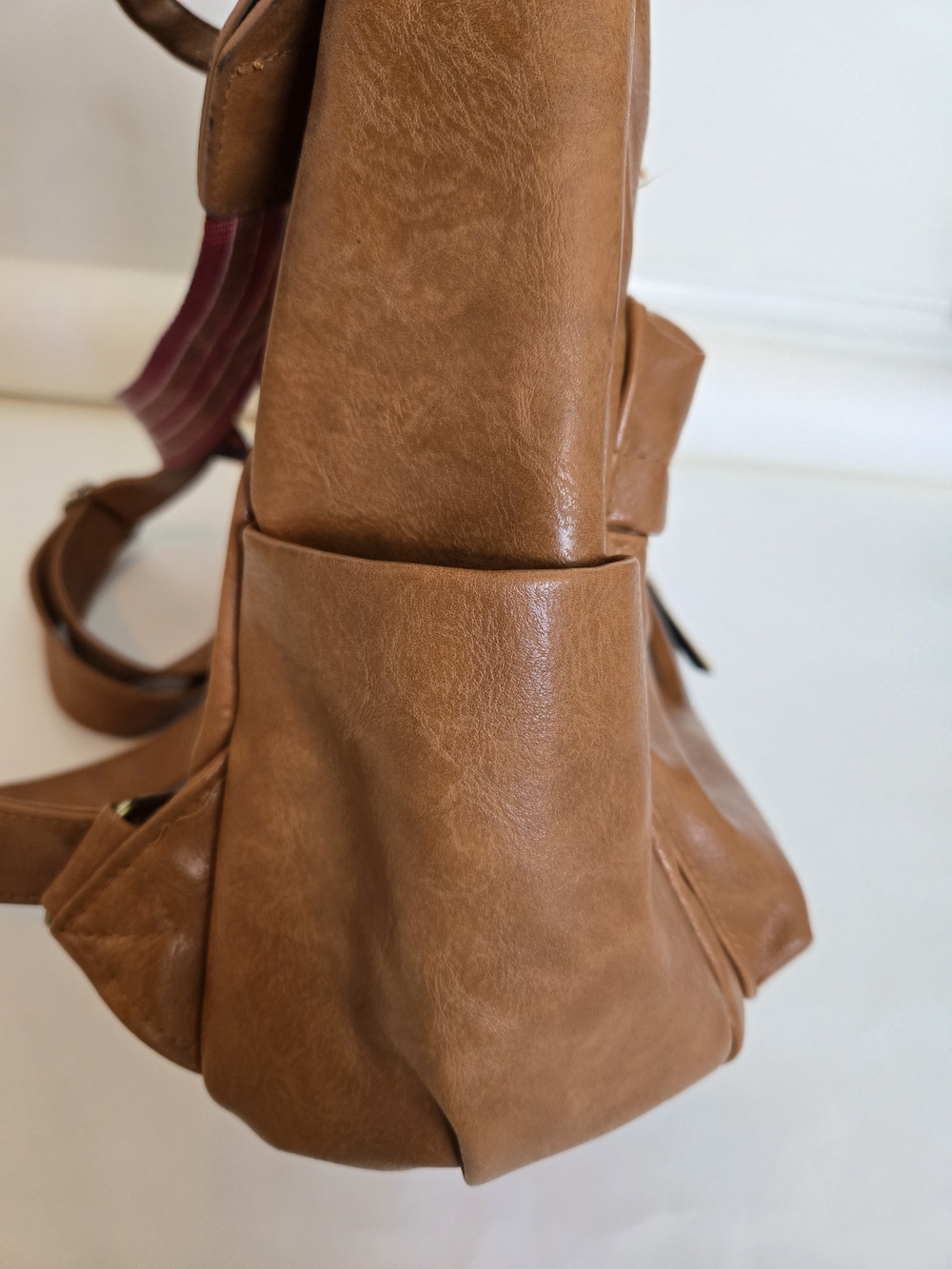 Faux Carmel Leather Convertible Backpack Purse - So Soft and Versatile Unisex - Picture 9 of 12